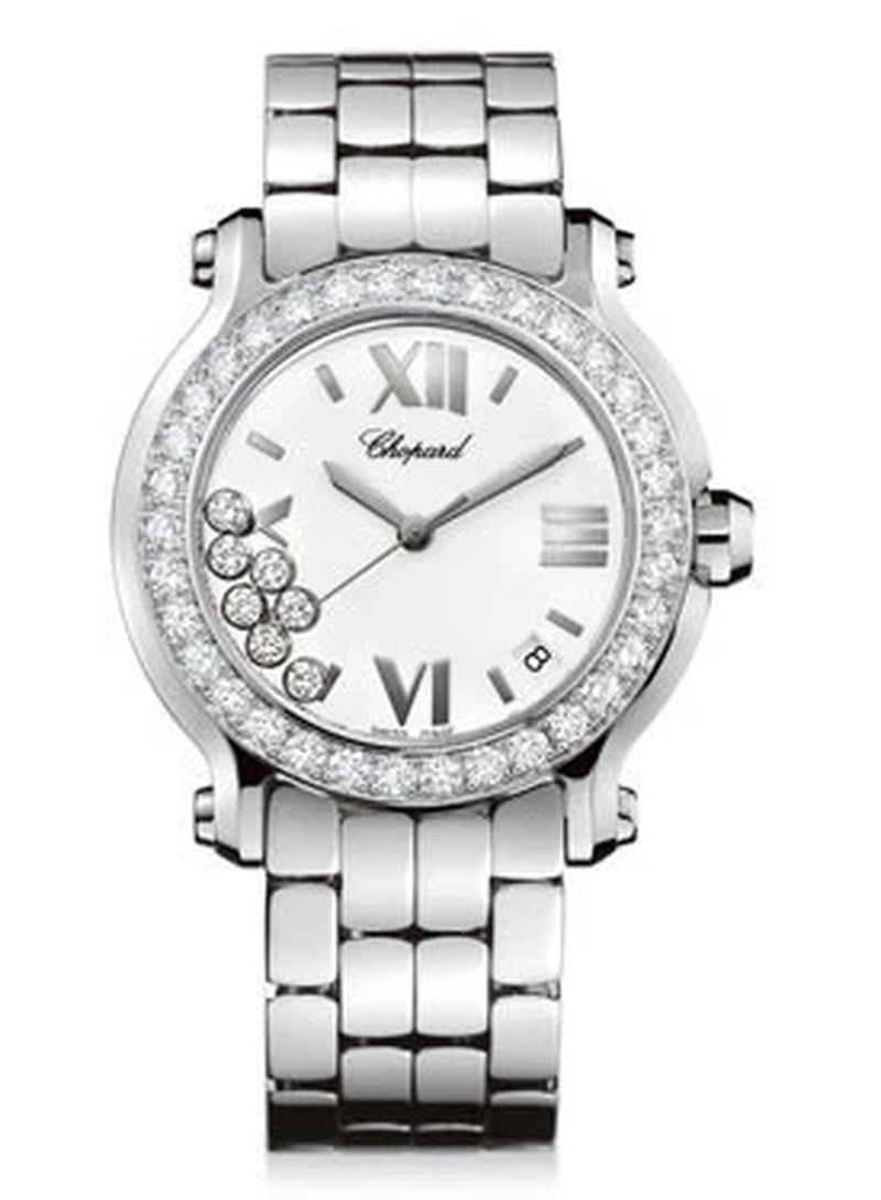 '- Happy Sport - round Medium - Stainless Steel and White Gold