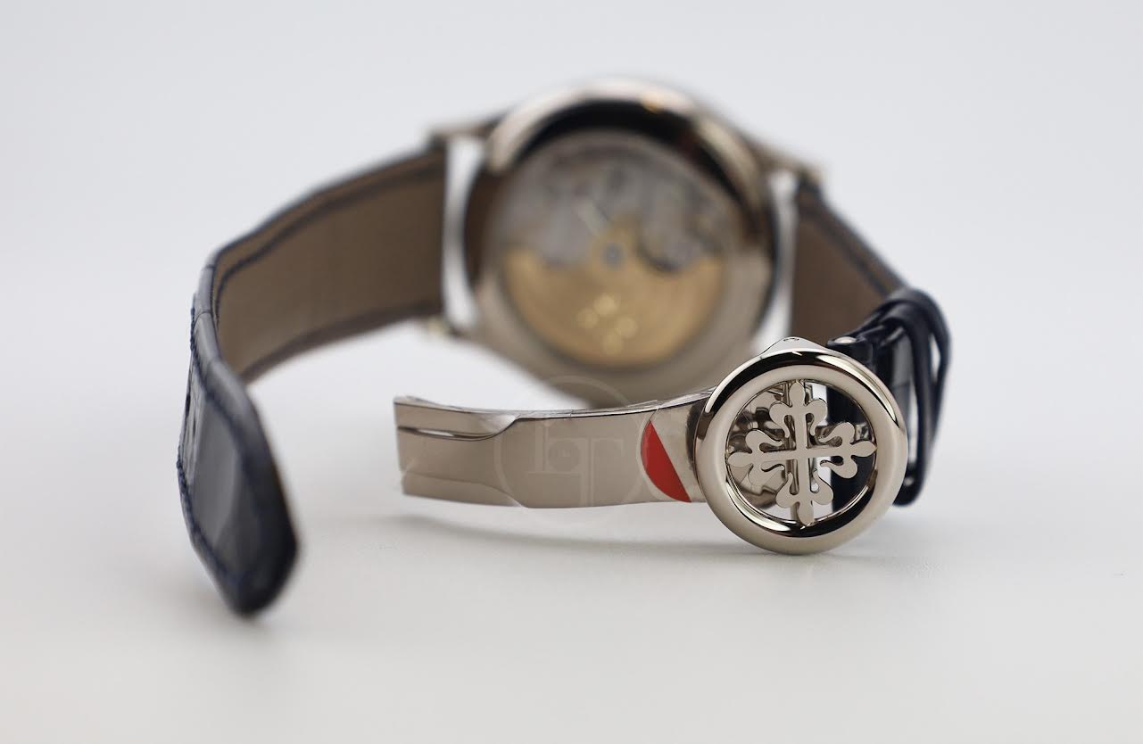 Patek Philippe Complications Annual Calendar Moon Phases White Gold Blue Baguette Diamond Dial | 5396G-017