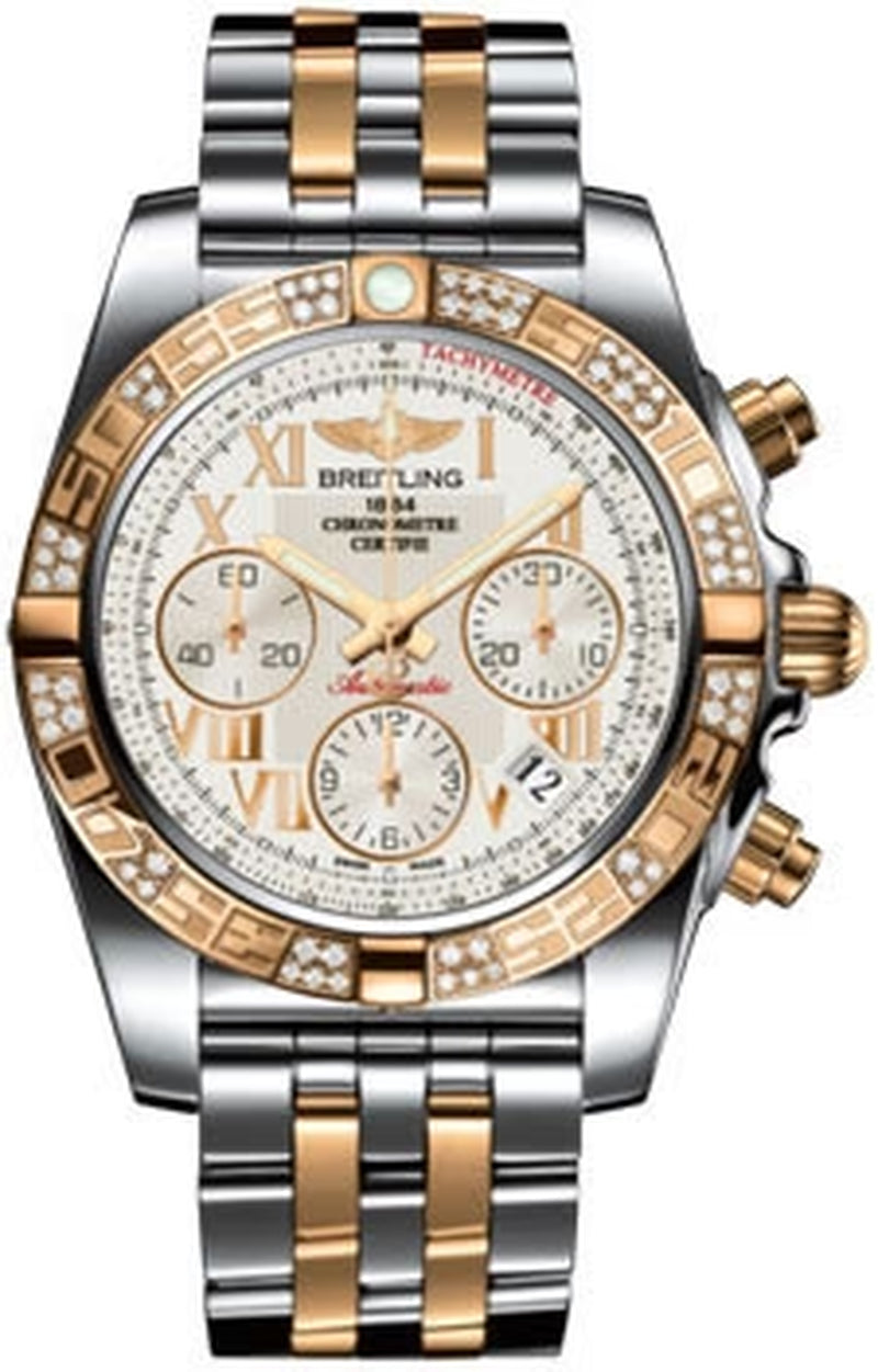 '- Chronomat 41 Steel and Gold Diamond Bezel - Steel and Gold Pilot Bracelet