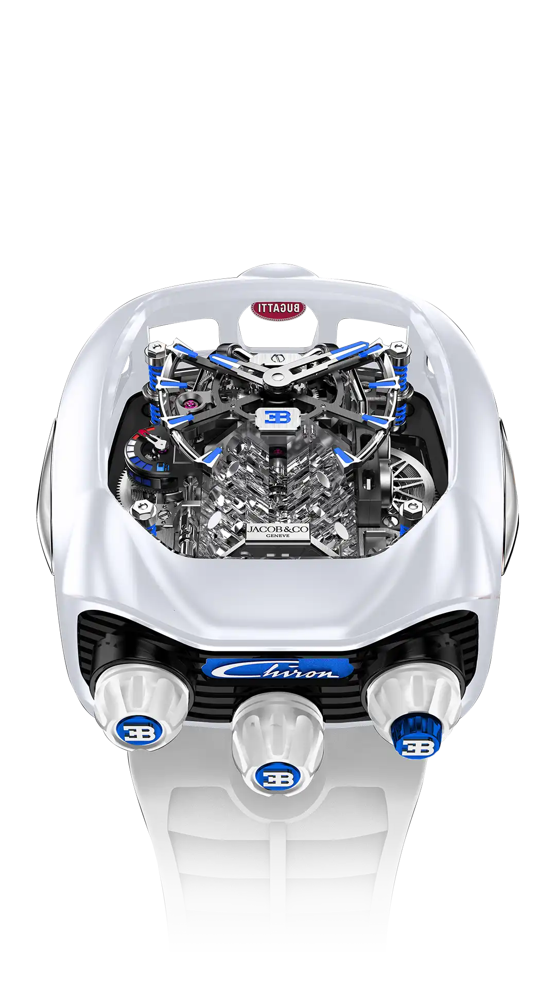 Bugatti Chiron Tourbillon TITANIUM & WHITE CERAMIC COATING | Jacob & Co.