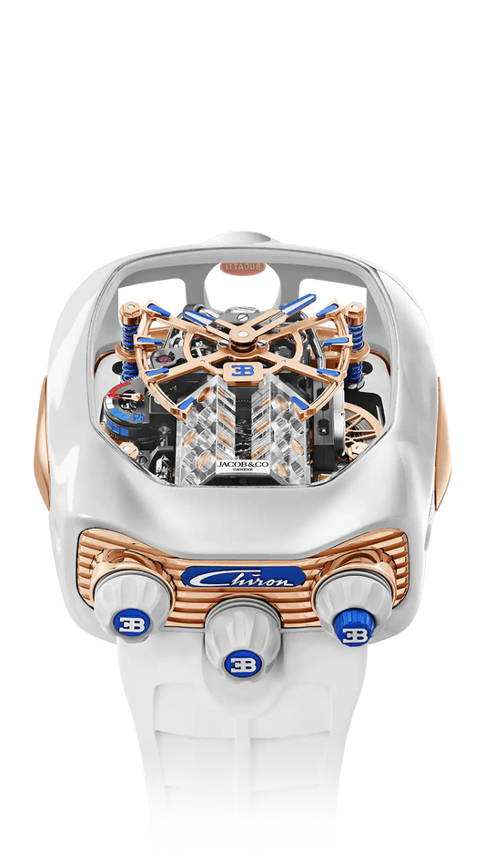 Bugatti Chiron Tourbillon ROSE GOLD & WHITE CERAMIC COATING | Jacob & Co.