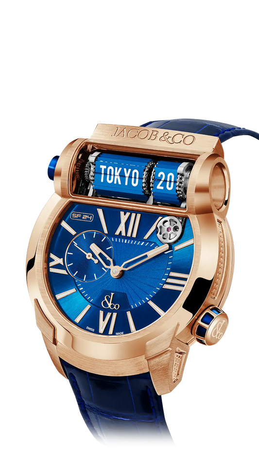 Epic SF24 |  Rose Gold, Blue Dial Jacob & Co.
