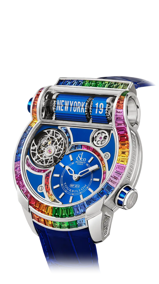 Epic SF24 Tourbillon Baguette |  White Gold Arlequino Jacob & Co.