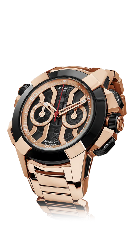 Epic X Chrono 47MM |  Rose Gold Bracelet (Black Ceramic Bezel) Jacob & Co.