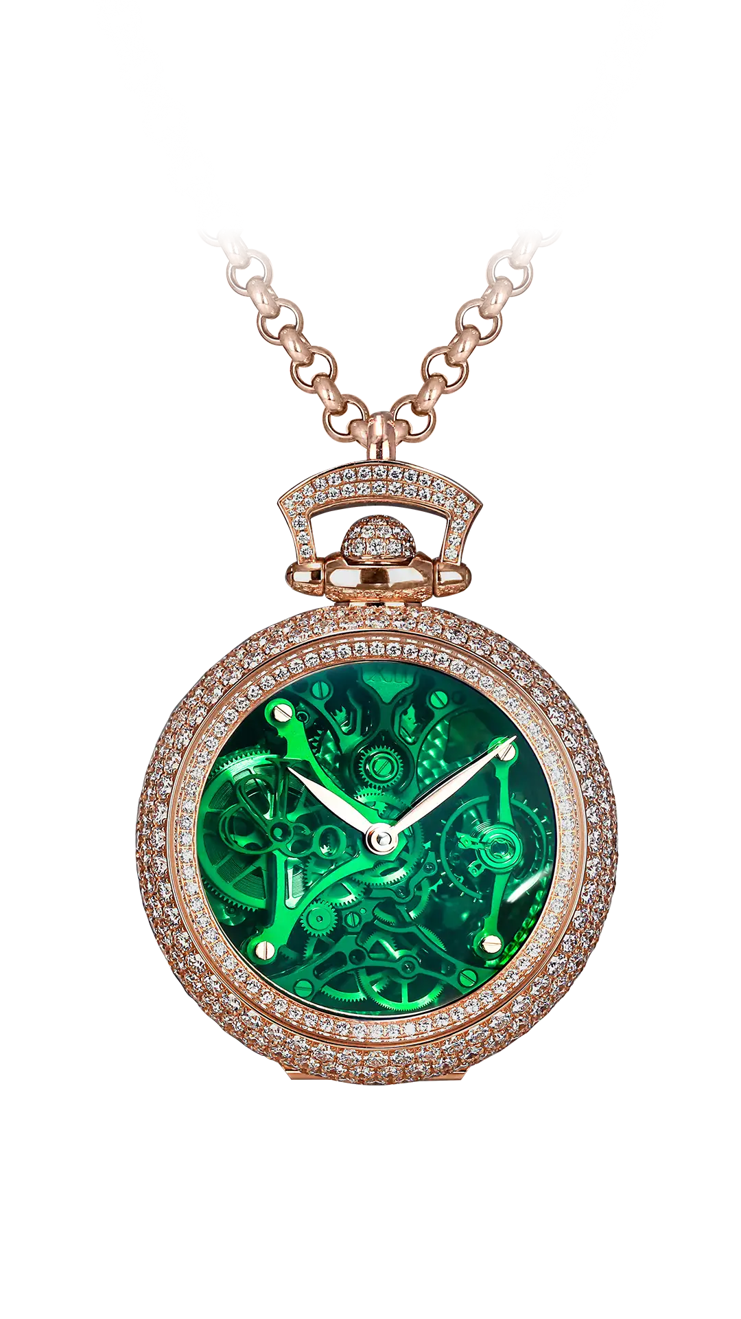 Brilliant Watch Pendant Northern Lights |  Green Pavé Jacob & Co.
