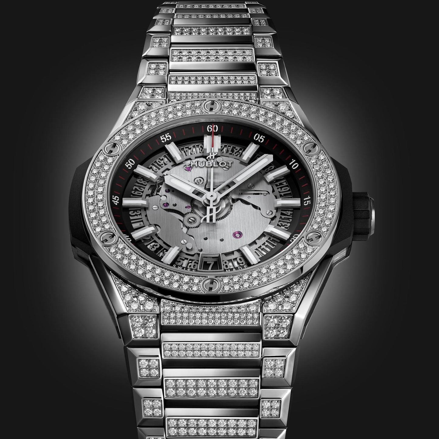 Big Bang Integrated Time Only Titanium Pavé