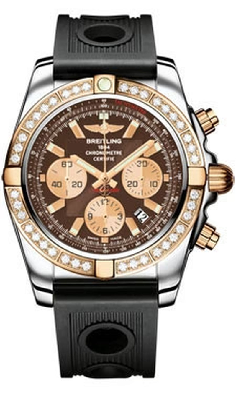 '- Chronomat 44 Steel and Rose Gold 40 Diamond Bezel - Ocean Racer Strap