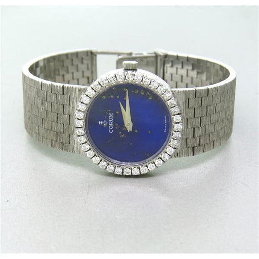 Corum 18K Gold Lapis Diamond Ladies Watch