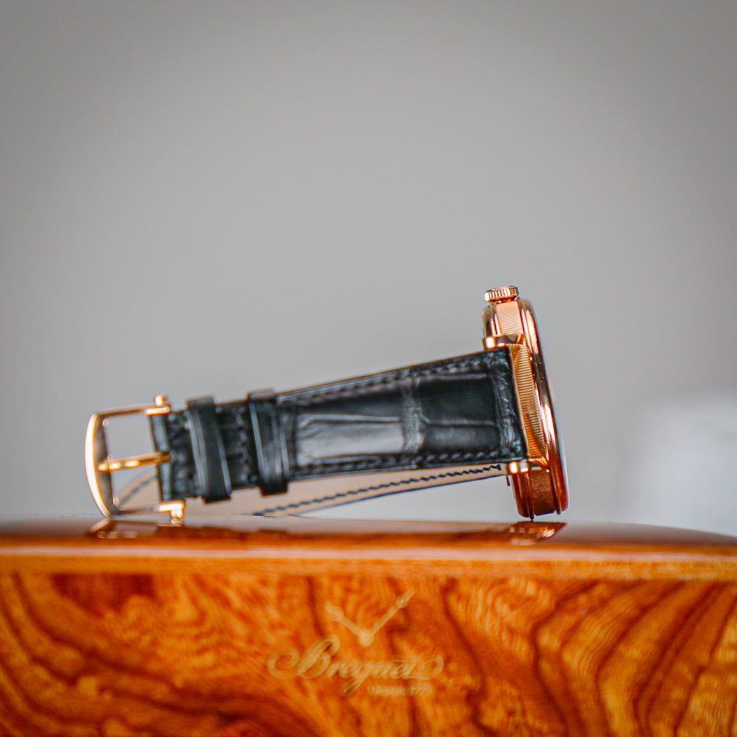 Breguet Tradition 40 mm Black Dial 18k Rose Gold Black Leather Strap 7057BR/G9/9W6