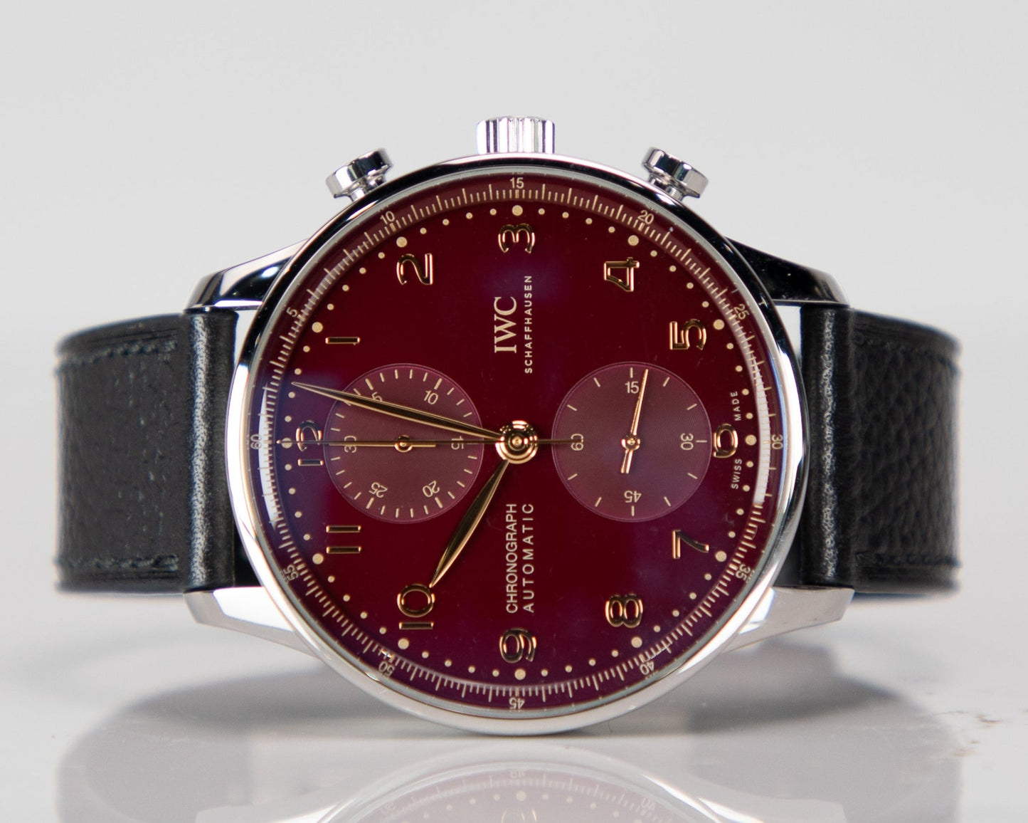 IWC Schaffhausen Portugieser Chronograph Year of the Dragon 41 mm Red Dial Stainless Steel Black   Strap IW371629