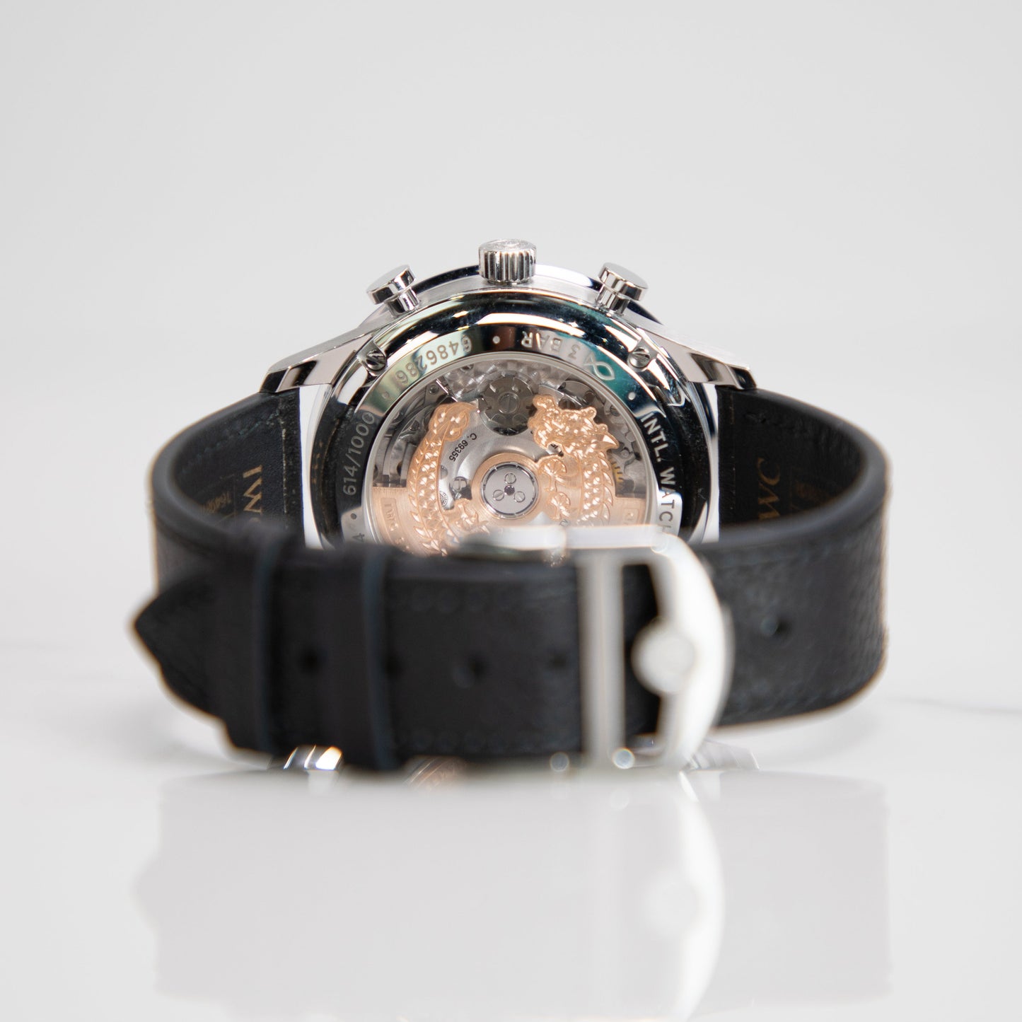 IWC Schaffhausen Portugieser Chronograph Year of the Dragon 41 mm Red Dial Stainless Steel Black   Strap IW371629