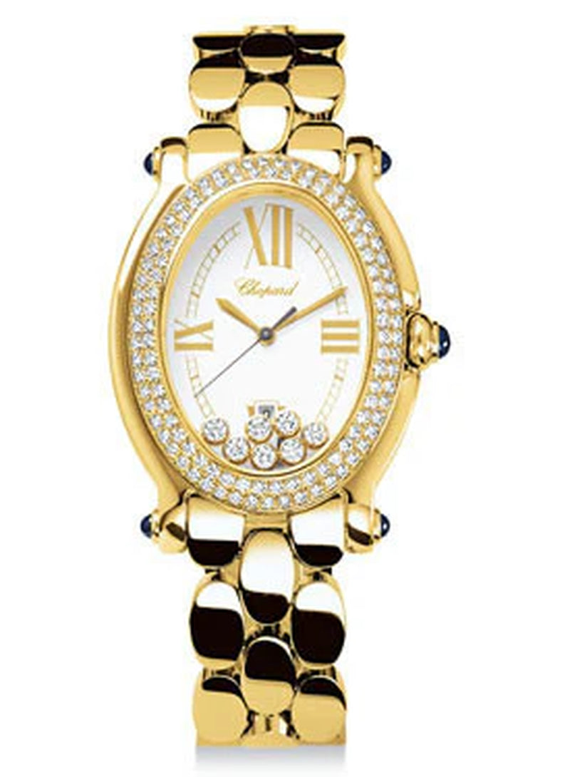 '- Happy Sport - Oval - Yellow Gold - Diamond Bezel