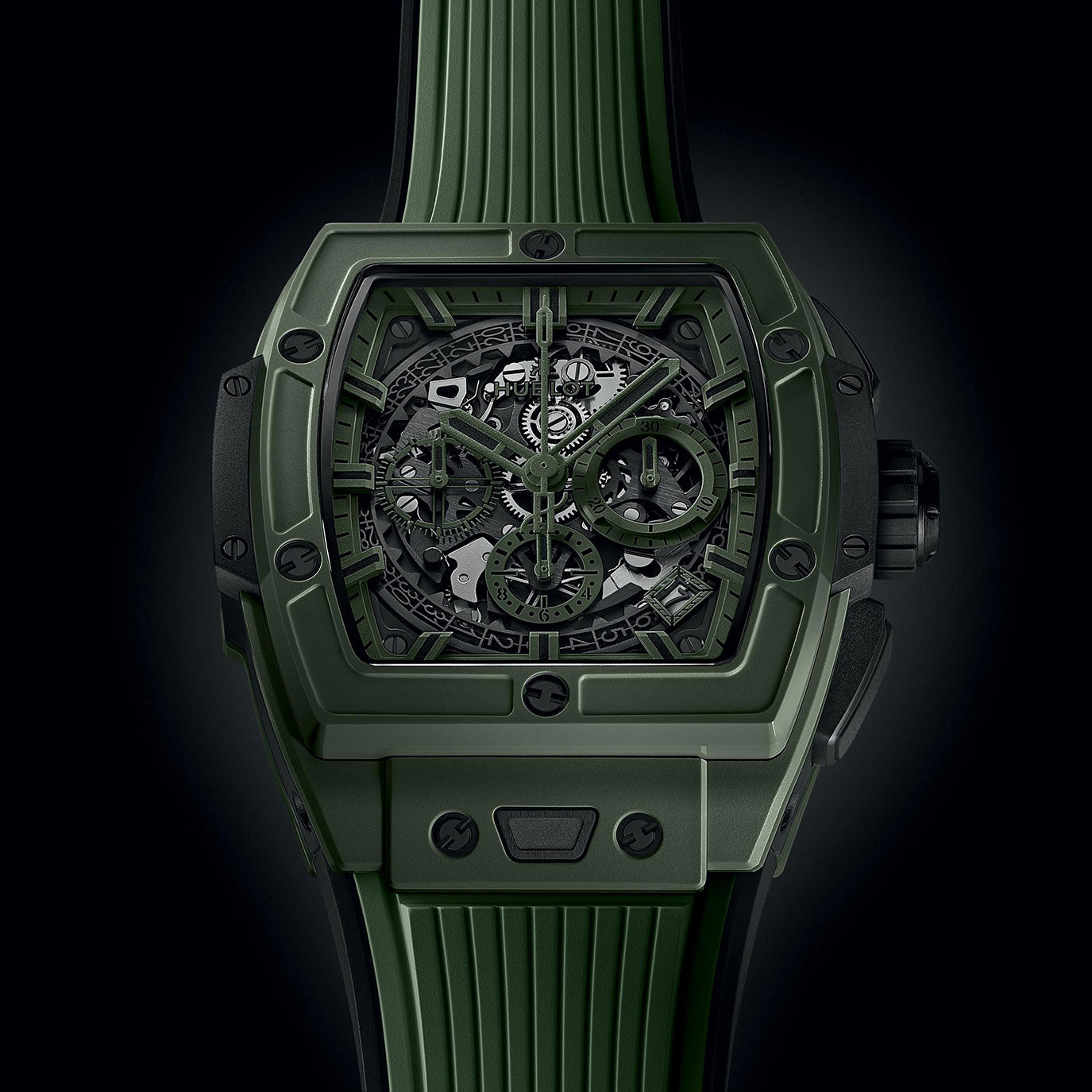Unworn Hublot Spirit of Big Bang Dark Green Ceramic 42, 642.GX.5210.RX, box and papers
