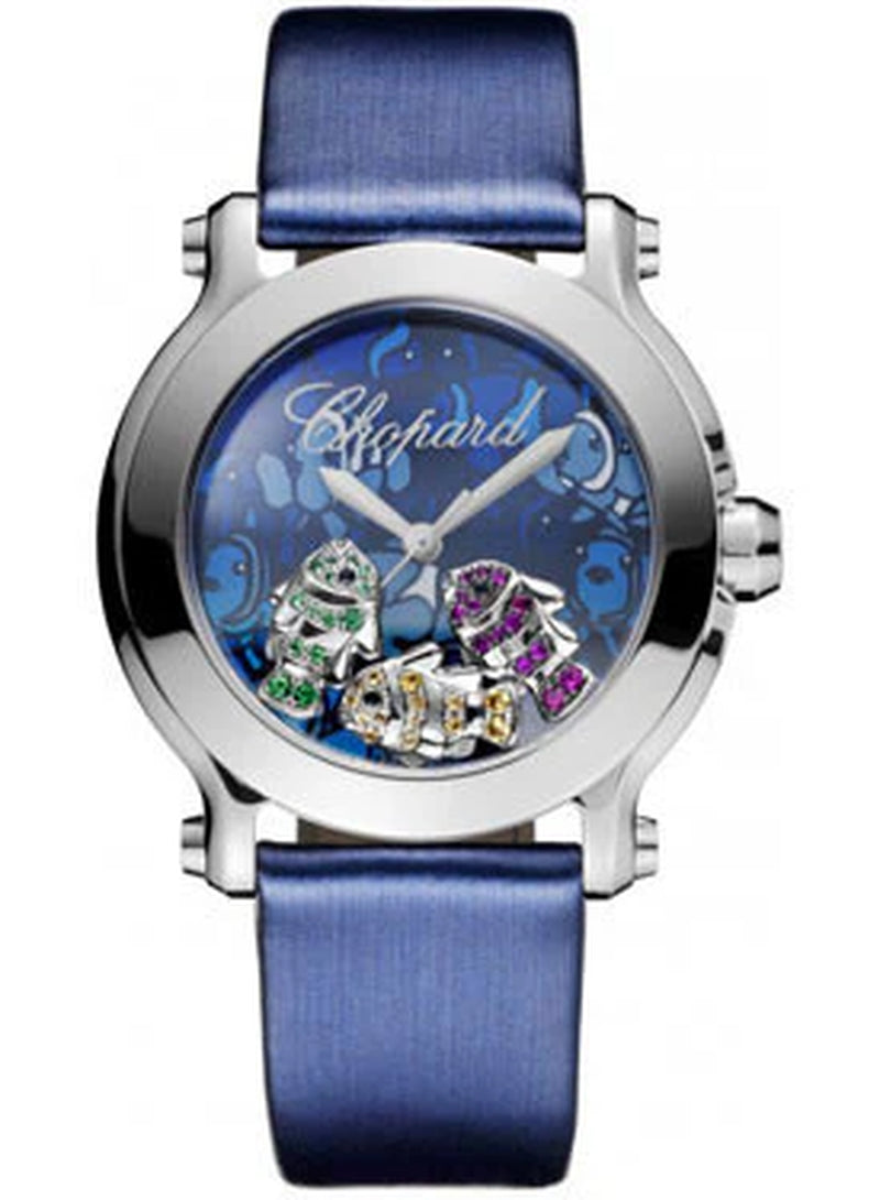 '- Happy Sport - round Medium - Stainless Steel - Fabric Strap