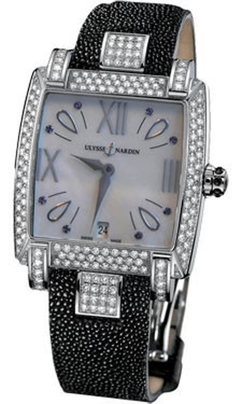 '- Caprice - Stainless Steel - Diamond Bezel - Leather Strap