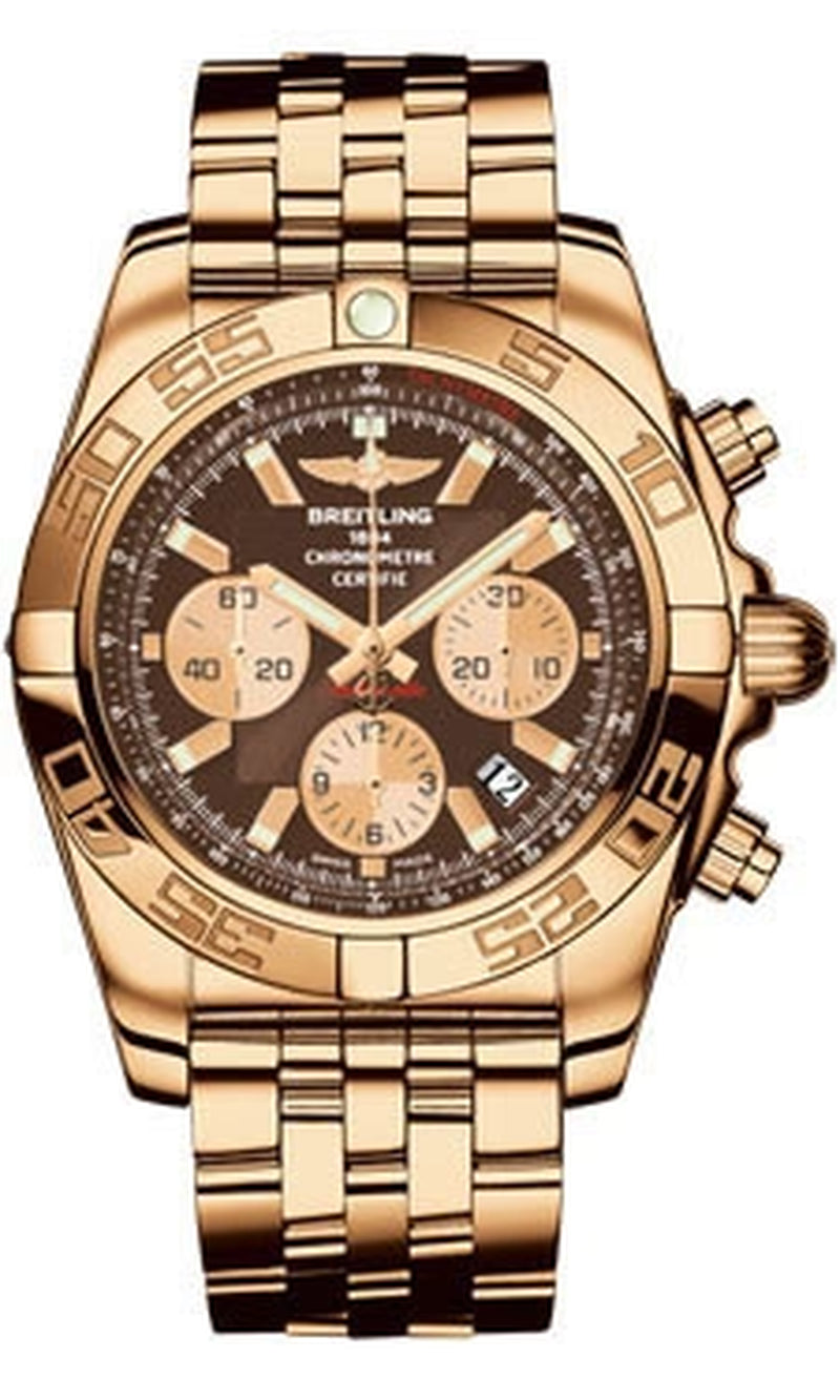 '- Chronomat 44 Rose Gold Polished Bezel - Pilot Bracelet