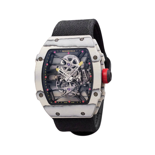 Richard Mille RM27-02 White QTPT Rafael Nadal Tourbillon 39.7 mm x 47.7 mm Transparent Dial Carbon Rubber Strap  RM 27-02