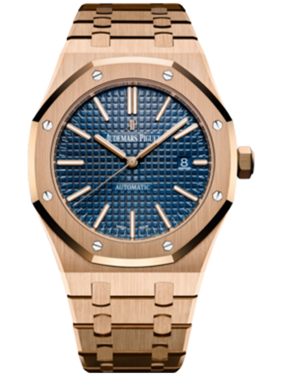 Audemars Piguet Royal Oak Rose Gold Blue Index Dial Watch 15400OR.OO.1220OR.03