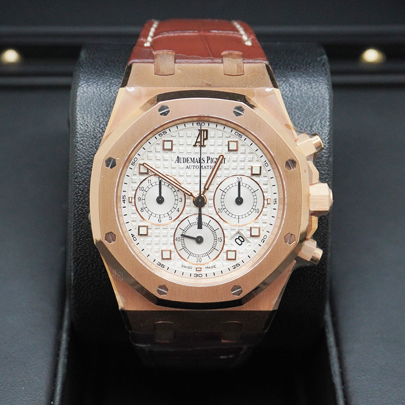 Audemars Piguet Royal Oak Chronograph 39mm Rose Gold White Dial  26022OR Pre-Owned