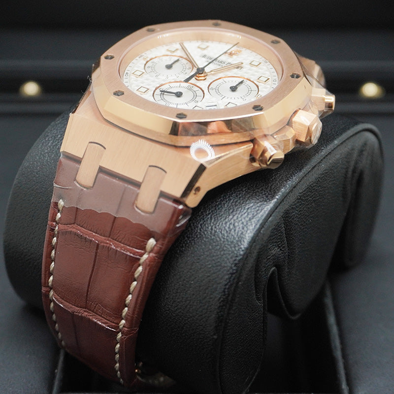 Audemars Piguet Royal Oak Chronograph 39mm Rose Gold White Dial  26022OR Pre-Owned