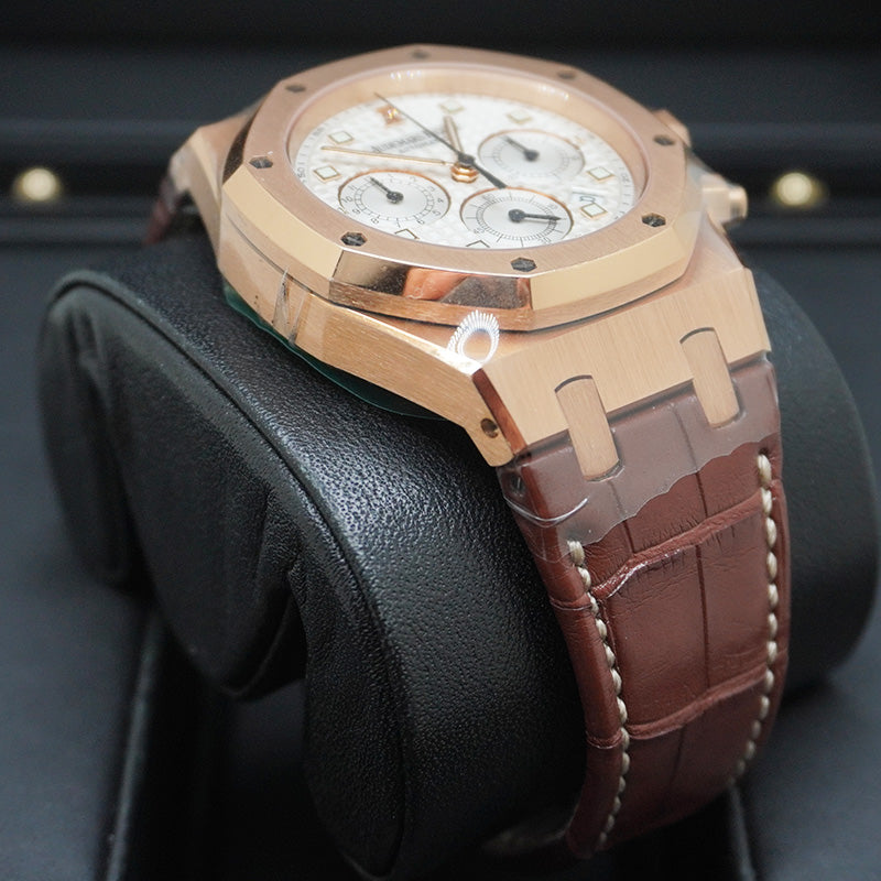 Audemars Piguet Royal Oak Chronograph 39mm Rose Gold White Dial  26022OR Pre-Owned