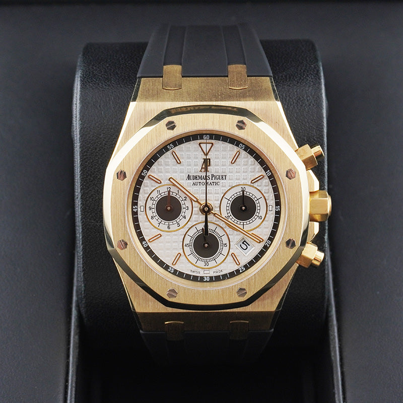 Audemars Piguet Royal Oak Chronograph 39mm Yellow Gold White Dial 26022BA Pre-Owned