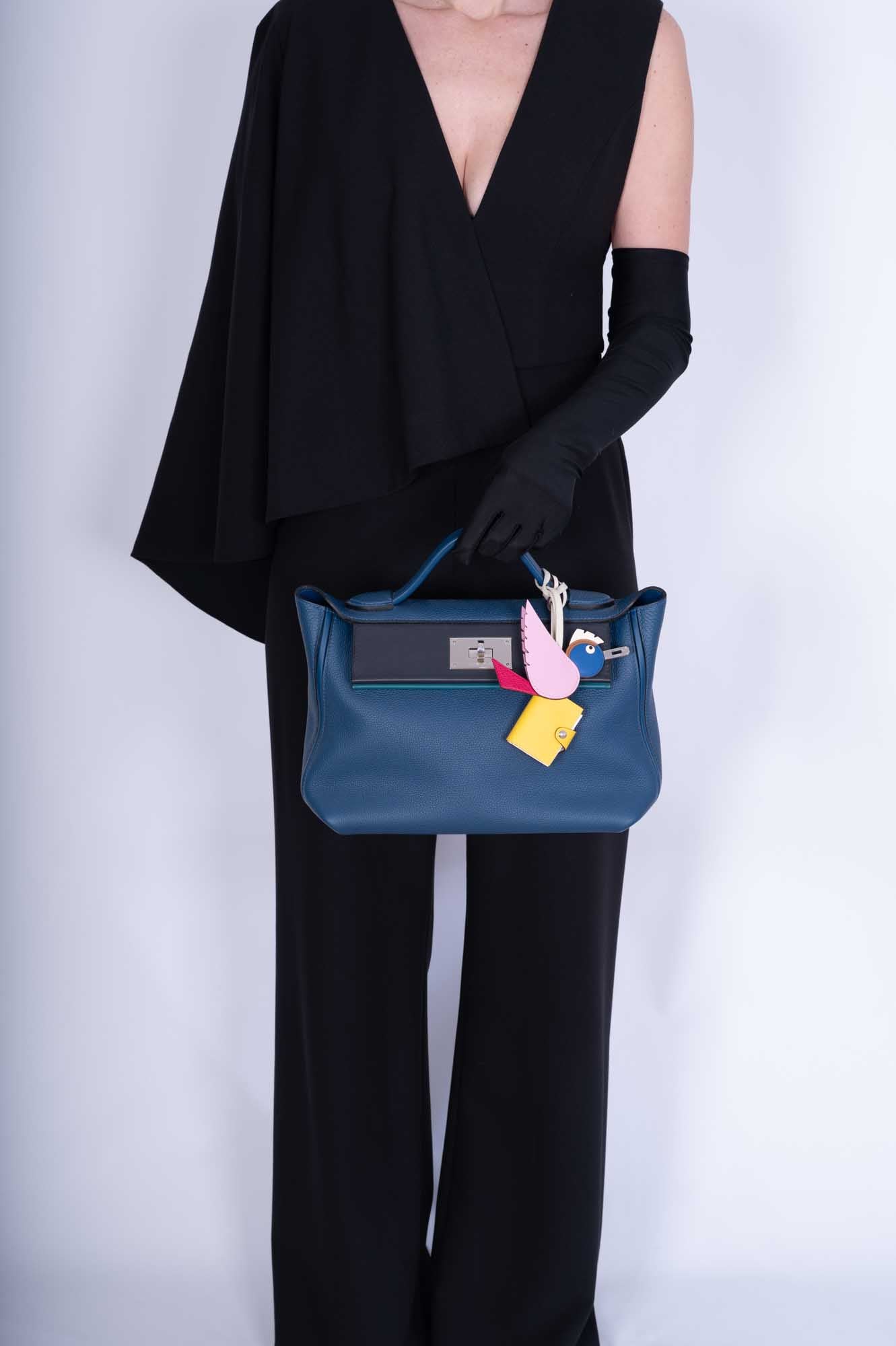 Hermès 24/24 29 Deep Blue Togo and Vert Bosphore Swift Palladium Hardware