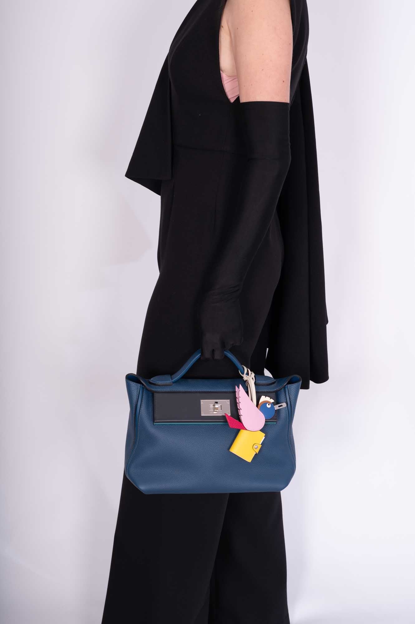 Hermès 24/24 29 Deep Blue Togo and Vert Bosphore Swift Palladium Hardware