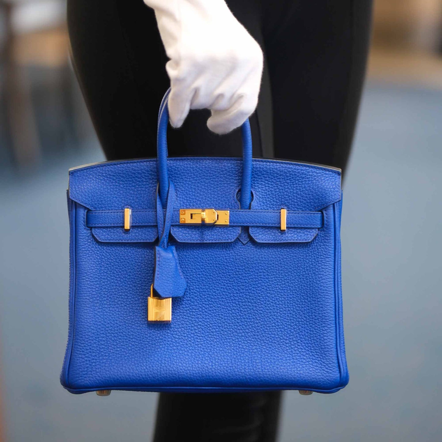 Hermès Birkin 25 Bleu Royal Clemence Gold Hardware