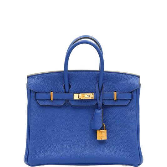 Hermès Birkin 25 Bleu Royal Clemence Gold Hardware