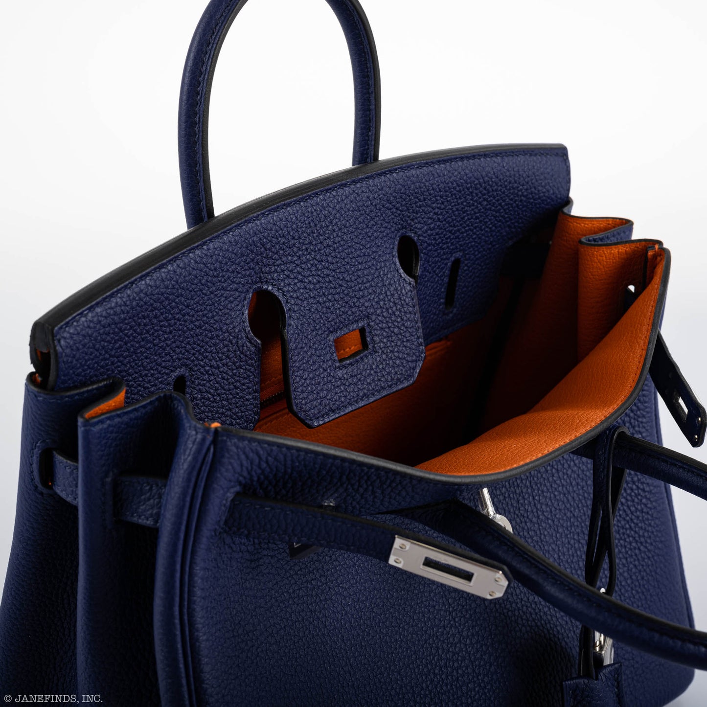 Hermès Birkin 25 Verso Blue Encre Togo & Orange H with Palladium Hardware - 2020, Y