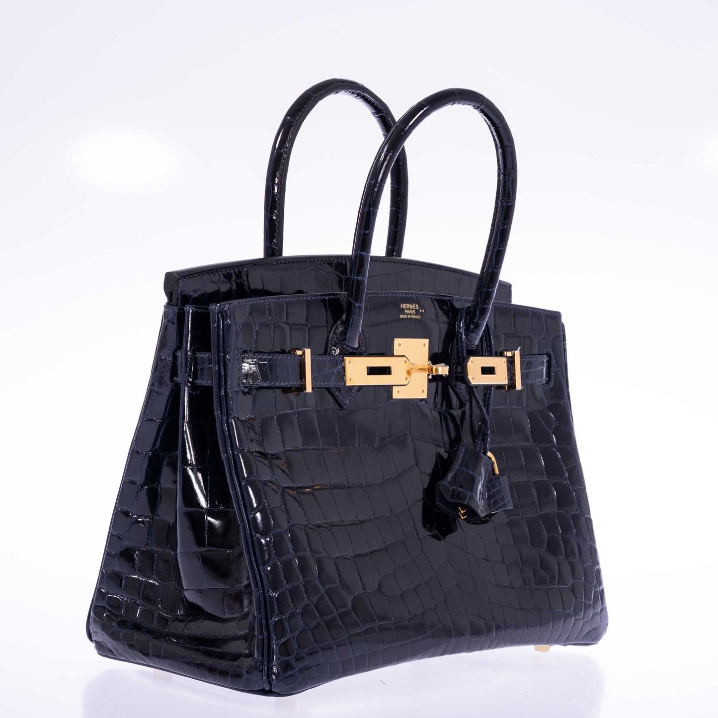 Hermès Birkin 30 Bleu Marine Shiny Niloticus Crocodile Gold Hardware