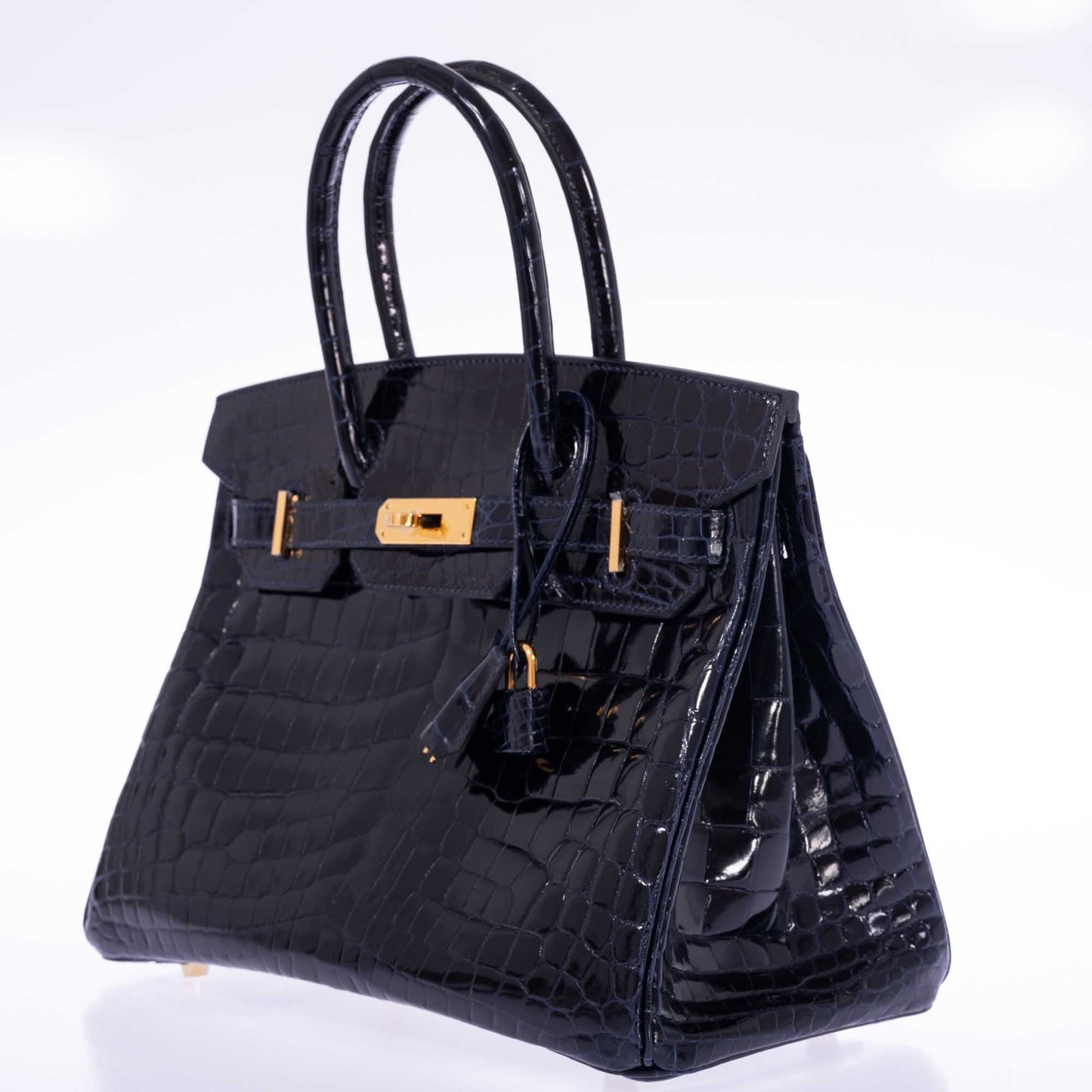 Hermès Birkin 30 Bleu Marine Shiny Niloticus Crocodile Gold Hardware