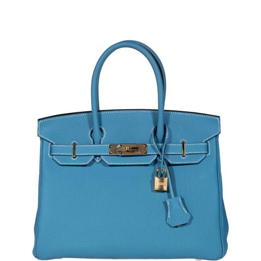 Hermès Birkin 30 Blue Jean Togo Gold Hardware
