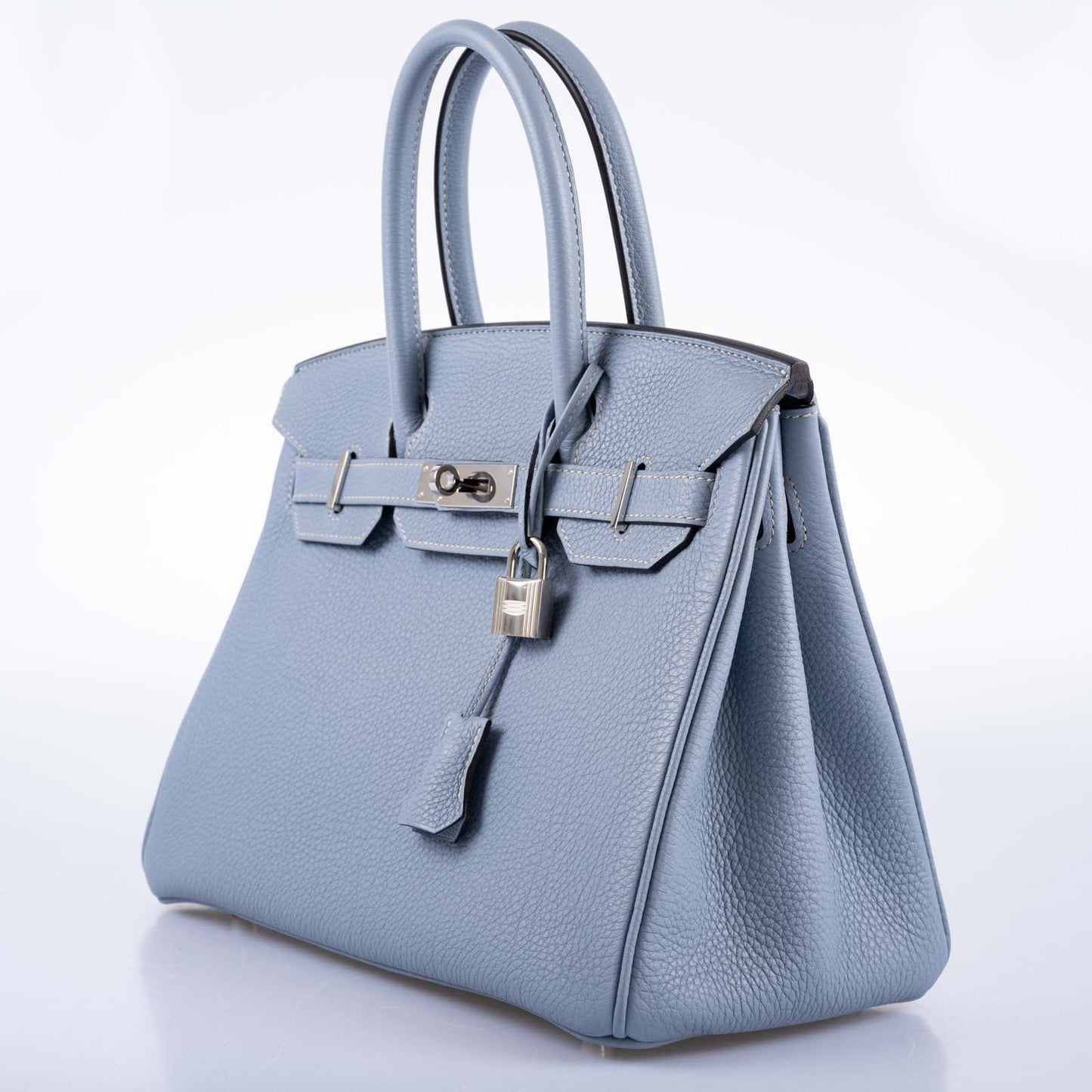 Hermès Birkin 30 Blue Saint Cyr Clemence Palladium Hardware