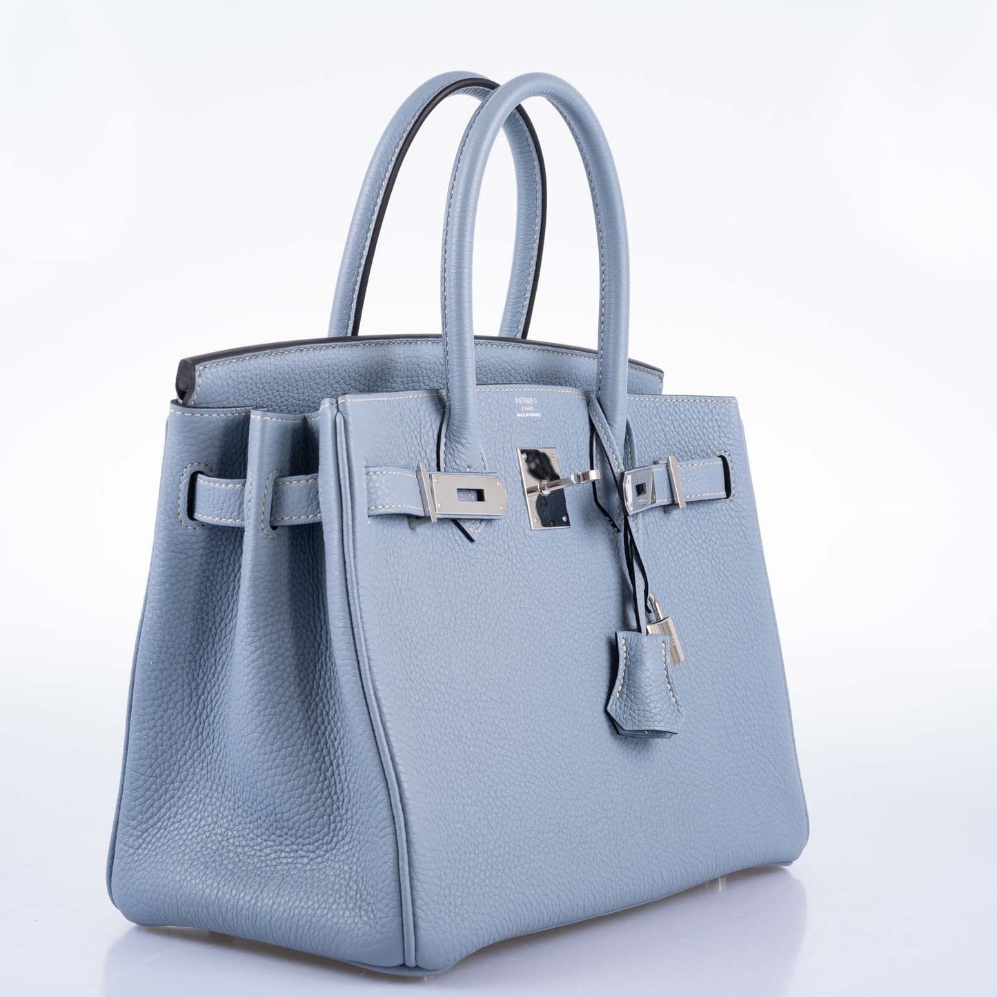 Hermès Birkin 30 Blue Saint Cyr Clemence Palladium Hardware
