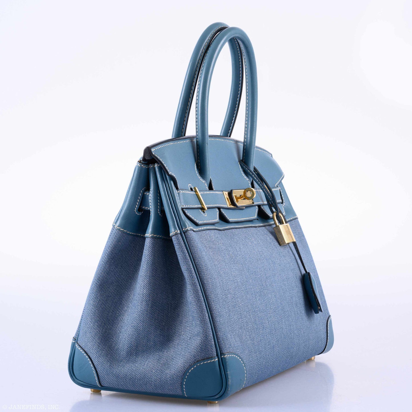 Hermès Birkin 30 Denim & Blue Jean Gulliver Leather Gold Hardware - 1999, C Square