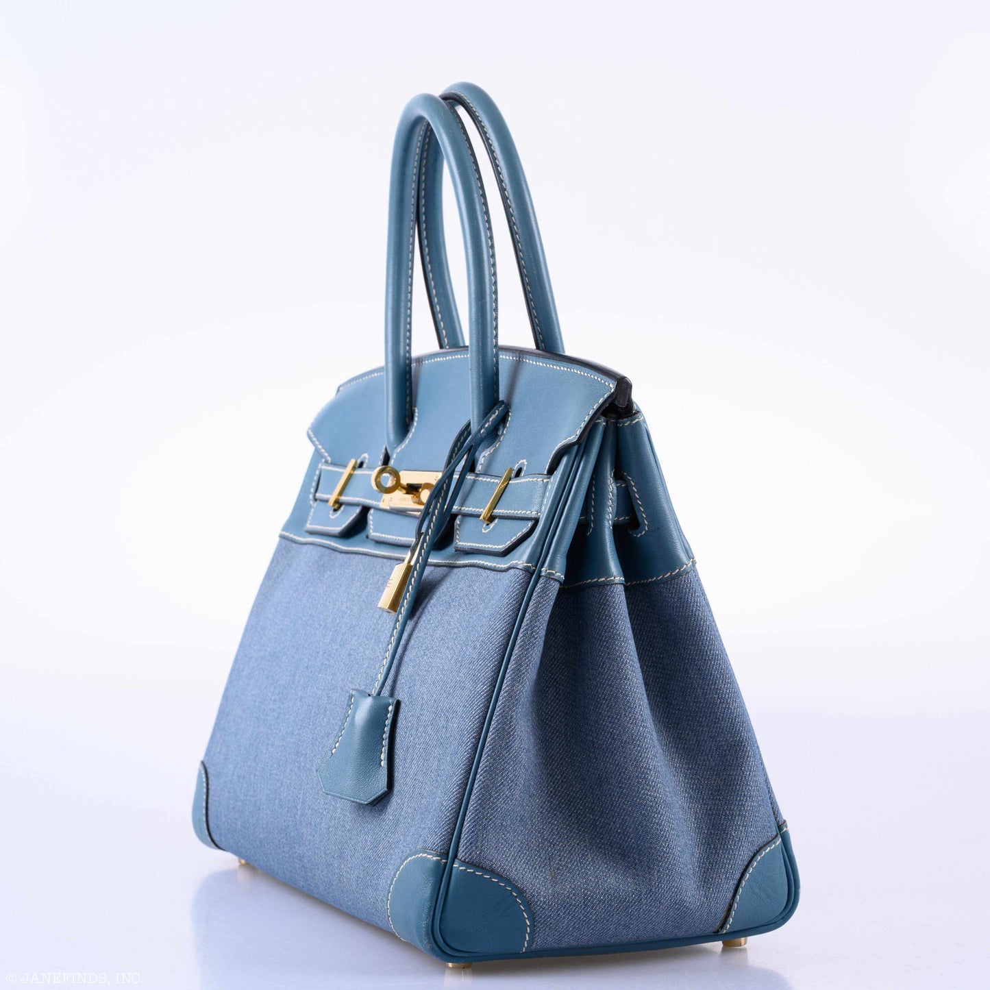 Hermès Birkin 30 Denim & Blue Jean Gulliver Leather Gold Hardware - 1999, C Square