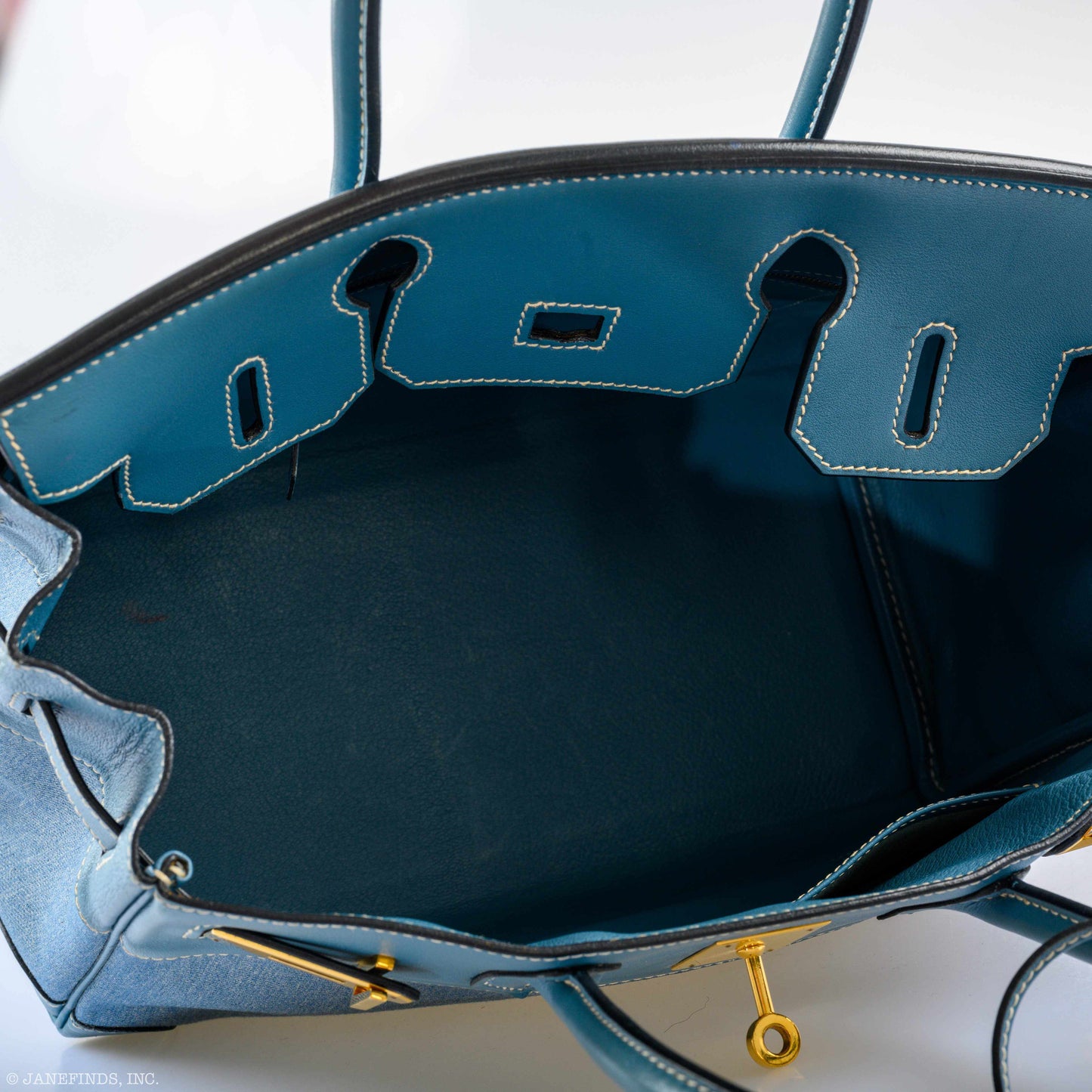 Hermès Birkin 30 Denim & Blue Jean Gulliver Leather Gold Hardware - 1999, C Square