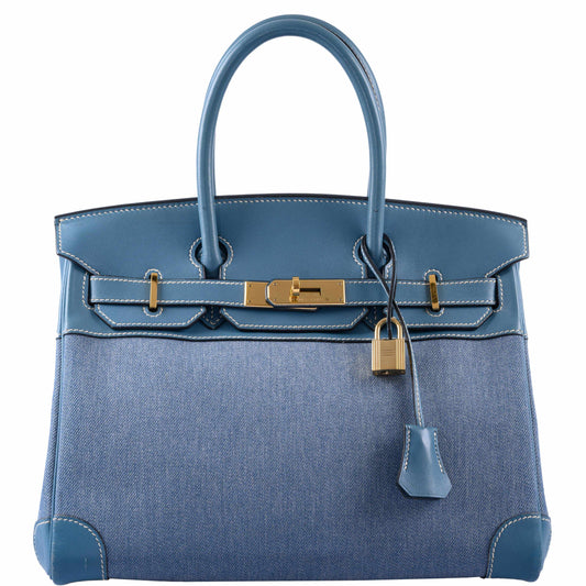 Hermès Birkin 30 Denim & Blue Jean Gulliver Leather Gold Hardware - 1999, C Square