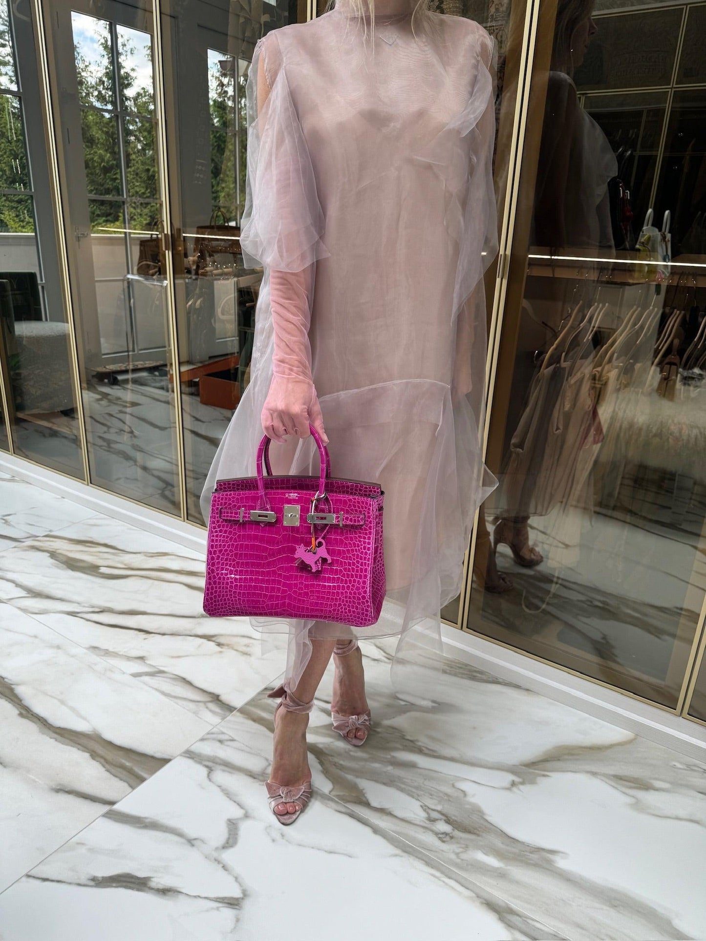 Hermès Birkin 30 HSS Rose Scheherazade Porosus Crocodile, Cassis Interior Palladium Hardware