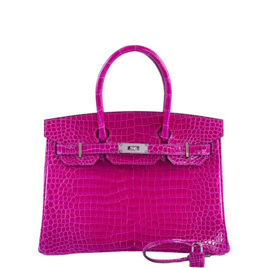 Hermès Birkin 30 HSS Rose Scheherazade Porosus Crocodile, Cassis Interior Palladium Hardware
