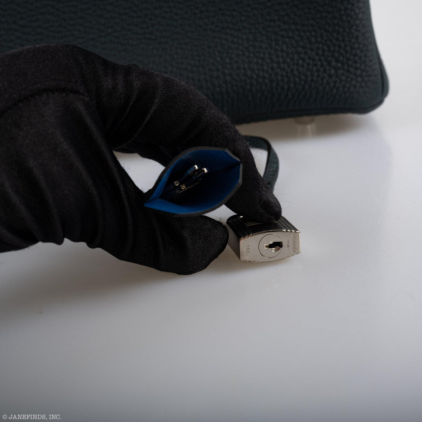 Hermès Birkin 30 Officier Vert Cyprès Togo & Bleu Zellige Stripe & Lining Palladium Hardware