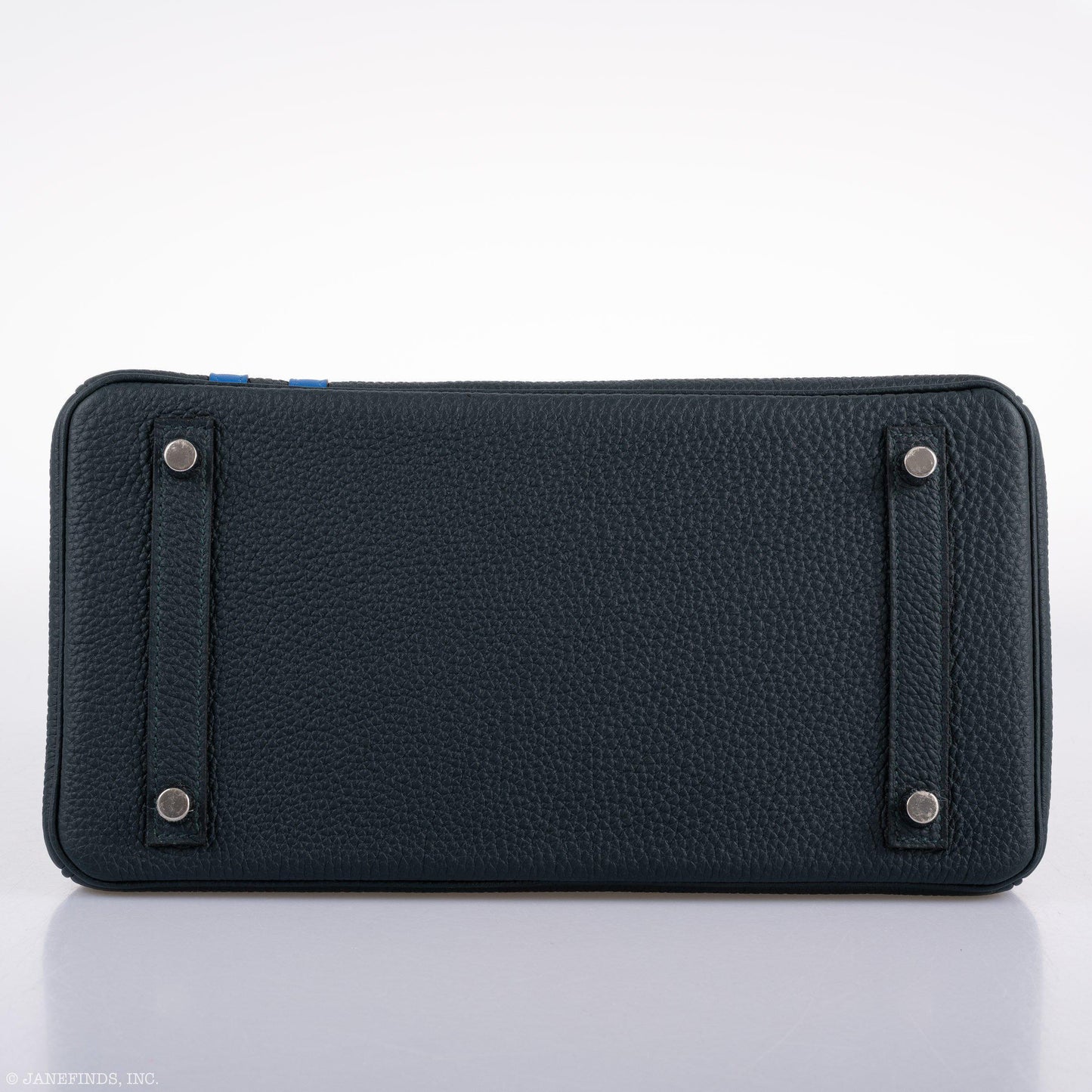 Hermès Birkin 30 Officier Vert Cyprès Togo & Bleu Zellige Stripe & Lining Palladium Hardware