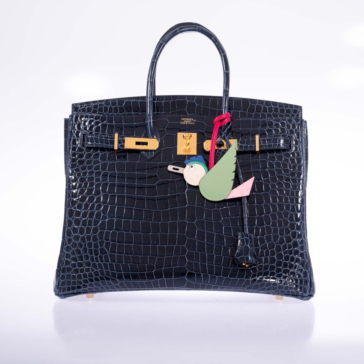 Hermès Birkin 35 Bleu Baltique Shiny Porosus Crocodile Gold Hardware