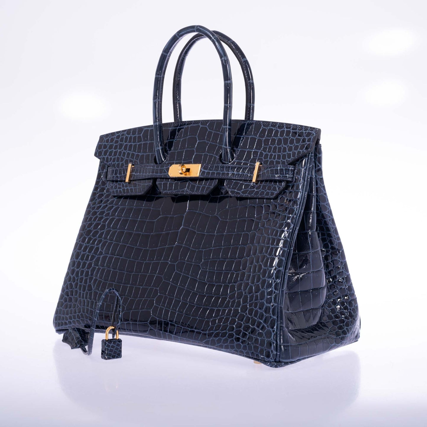 Hermès Birkin 35 Bleu Baltique Shiny Porosus Crocodile Gold Hardware