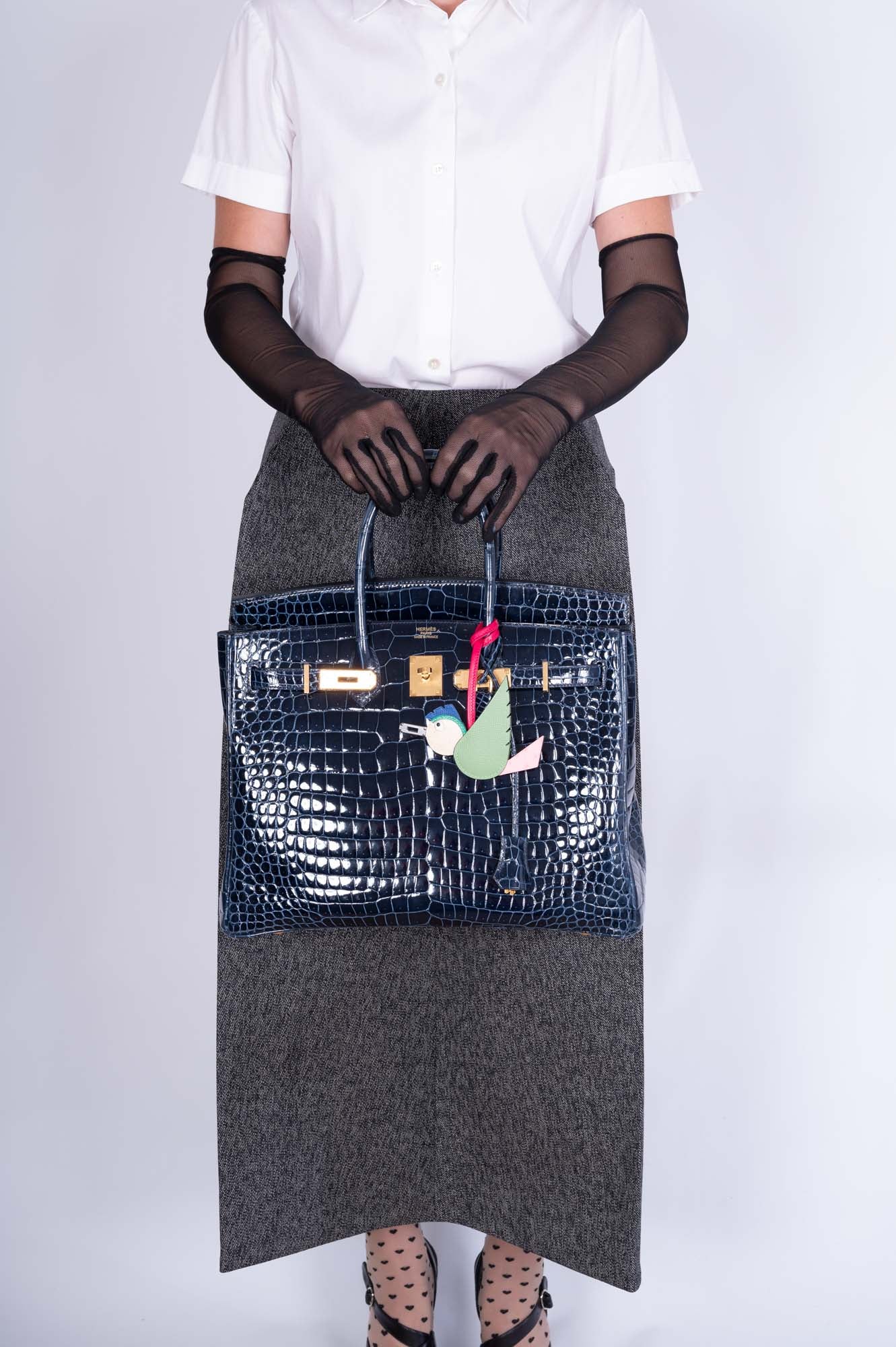 Hermès Birkin 35 Bleu Baltique Shiny Porosus Crocodile Gold Hardware