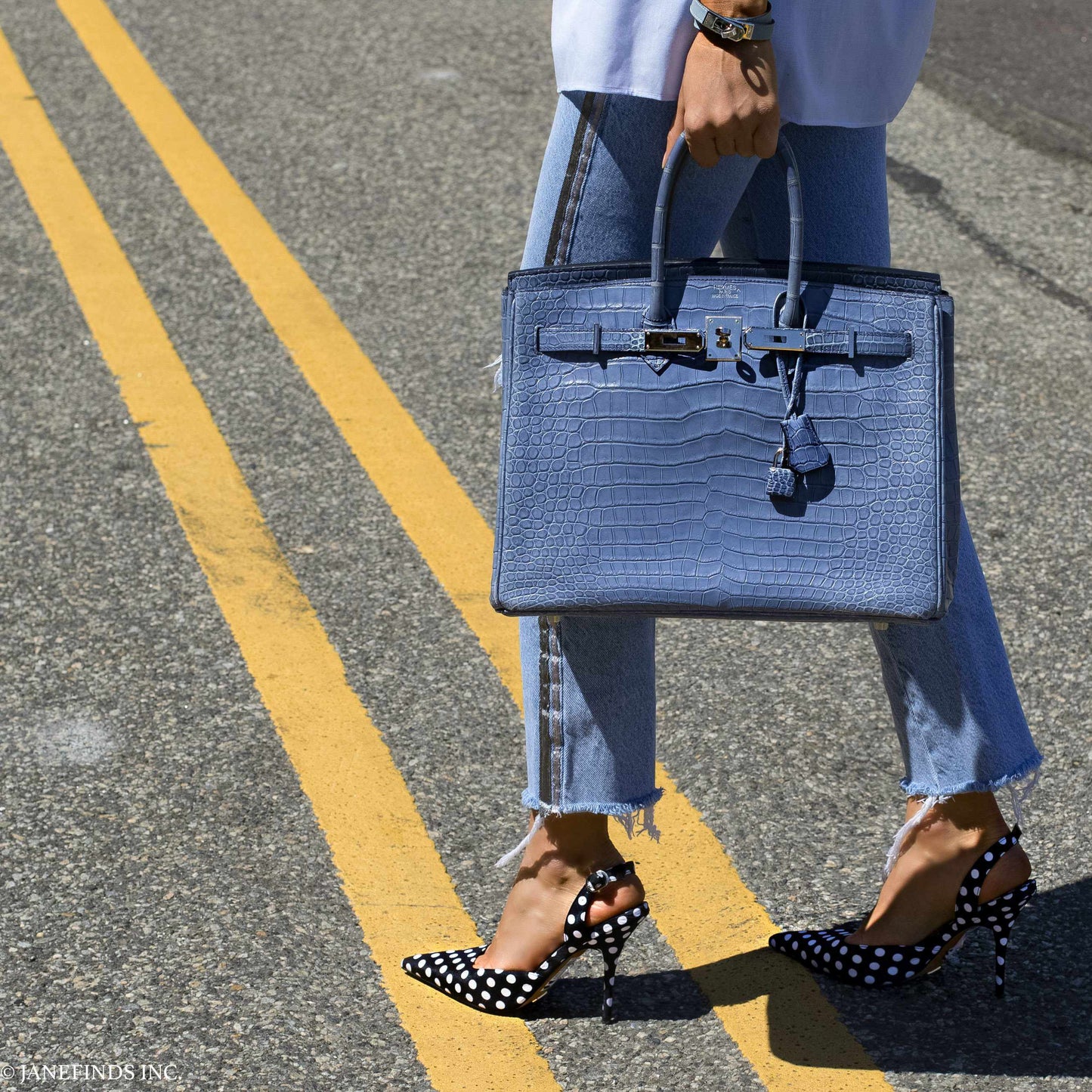 Hermès Birkin 35 Bleu Brighton Porosus Crocodile Palladium Hardware