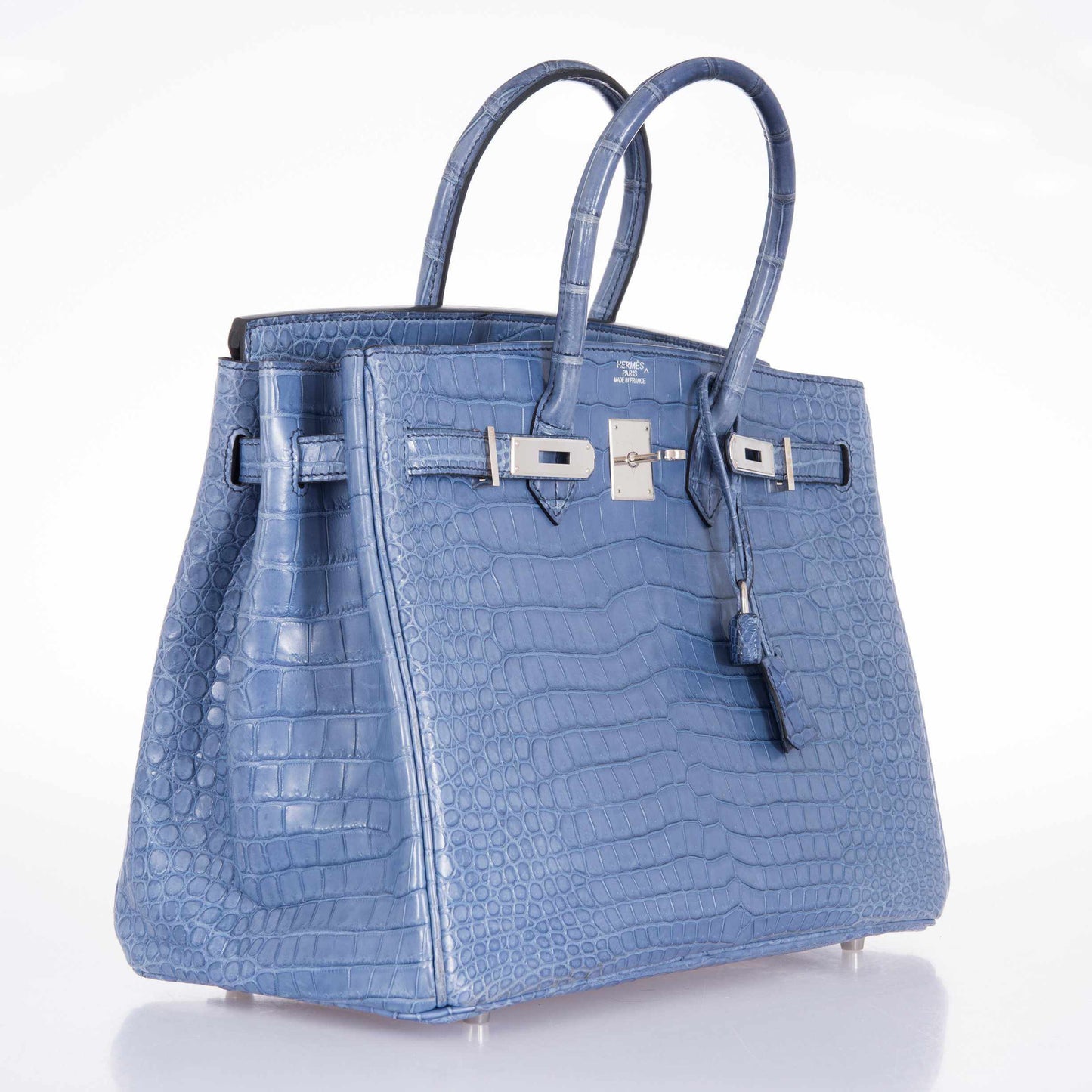 Hermès Birkin 35 Bleu Brighton Porosus Crocodile Palladium Hardware