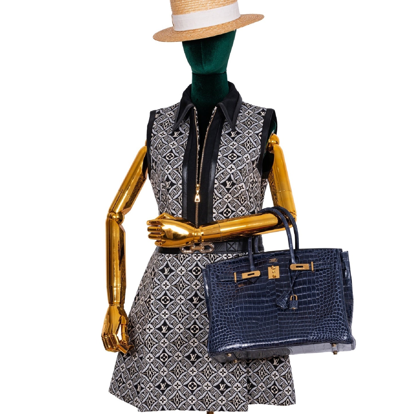 Hermès Birkin 35 Blue Abysse Shiny Porosus Crocodile Gold Hardware